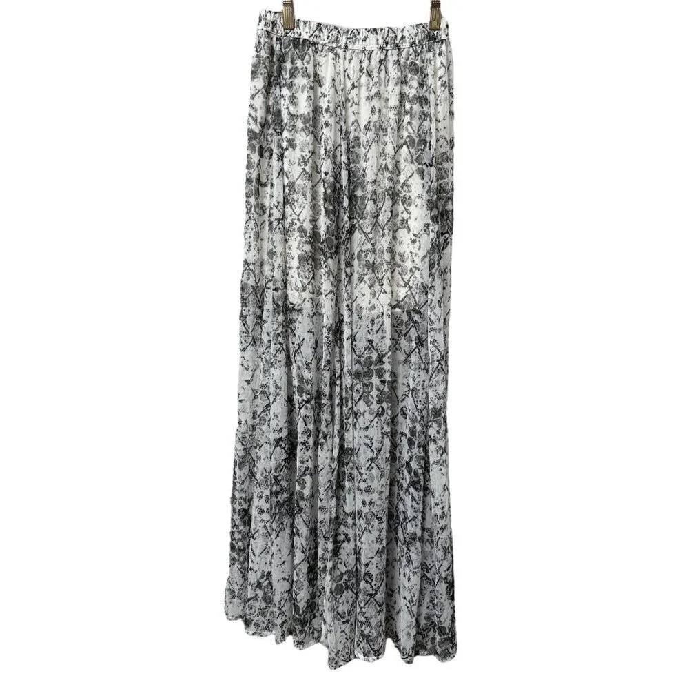 Abercrombie & Fitch Maxi Skirt Small Gray Snakeprint Chiffon Elastic Waist Flowy